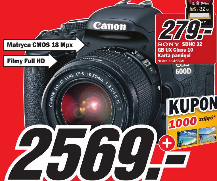 Archiwum | Lustrzanka Canon EOS 600D + 18-55 mm IS II - Media Markt 22. 06. 2012 - 28. 06. | PromoCeny.pl - ulotki, promocje, zniżki