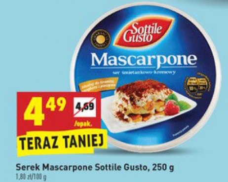 Archiwum Serek Mascarpone Sottile Gusto 250 G Biedronka 30 10 2017 05 11 2017 Promoceny Pl Ulotki Promocje Znizki